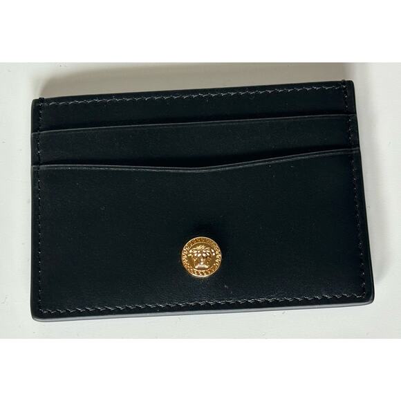 Versace Medusa Head Black Calf Leather Card Case Wallet 1013363 Italy NWT - Picture 4 of 7